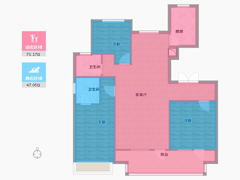 辽宁省-沈阳市-三盛颐景园蒲河路55-42号楼（20号楼）,蒲河路55-46号楼（10号楼）建面137m²-109.60-户型库-动静分区