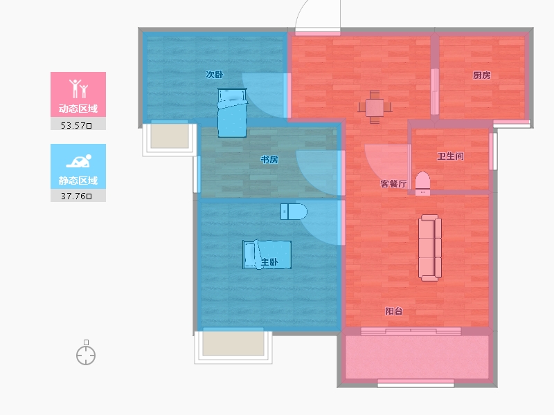 河南省-郑州市-富田兴和湾12号楼103m²-82.44-户型库-动静分区