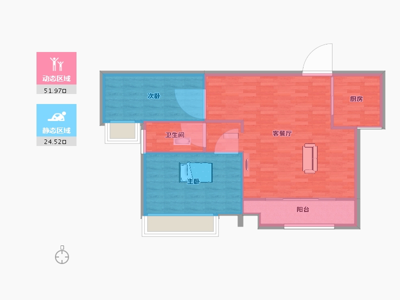 河南省-郑州市-富田兴和湾10号楼88m²-70.34-户型库-动静分区