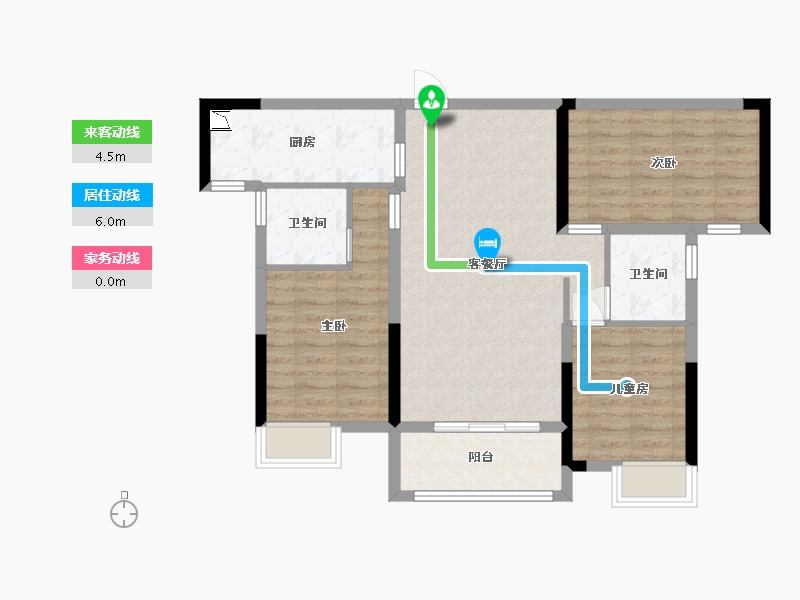 湖南省-长沙市-清控尖山湖（8,3）栋109m²-81.28-户型库-动静线