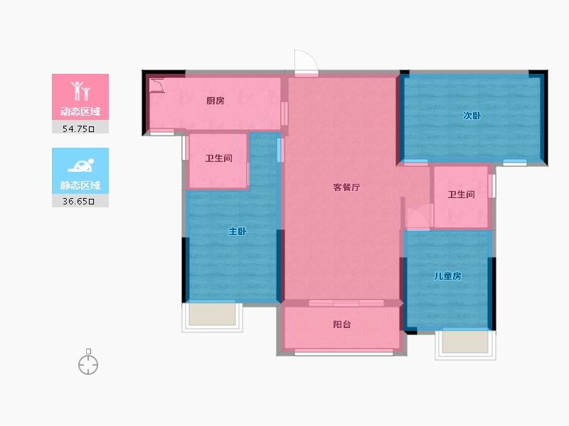 湖南省-长沙市-清控尖山湖（8,3）栋109m²-81.28-户型库-动静分区