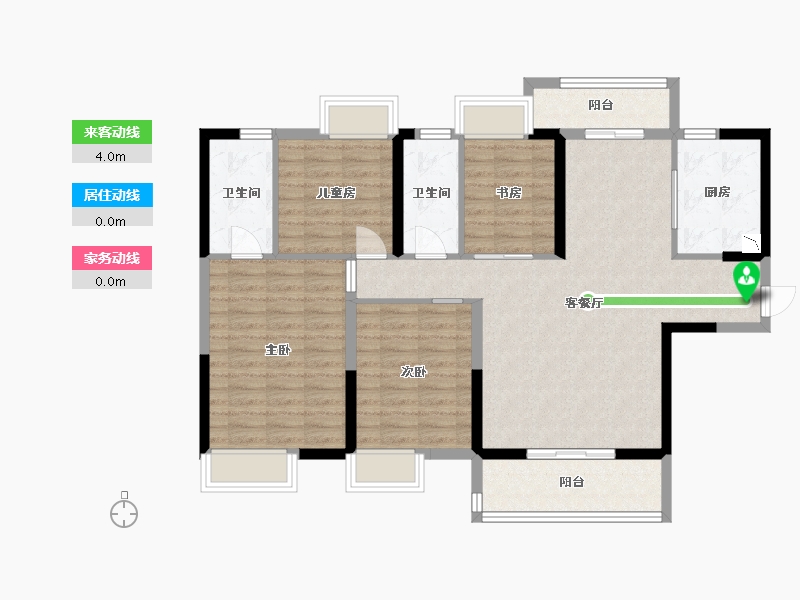 湖南省-长沙市-清控尖山湖3栋3D户型143m²-107.06-户型库-动静线