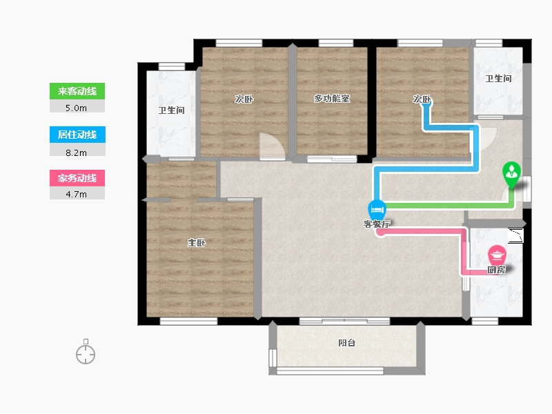 湖南省-长沙市-万科魅力之城24号楼,23号楼C-1户型127m²-92.67-户型库-动静线