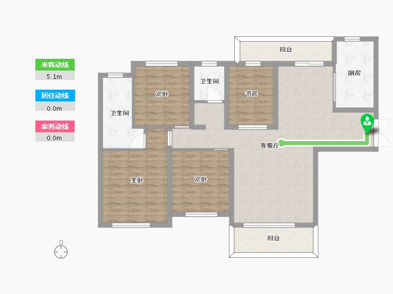 湖南省-长沙市-深业堤亚纳湾A1户型143m²-113.94-户型库-动静线