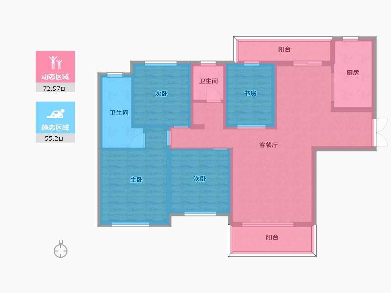 湖南省-长沙市-深业堤亚纳湾A1户型143m²-113.94-户型库-动静分区