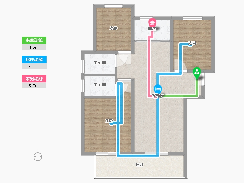 河南省-郑州市-永丰乐城公园里14号楼118m²-94.41-户型库-动静线