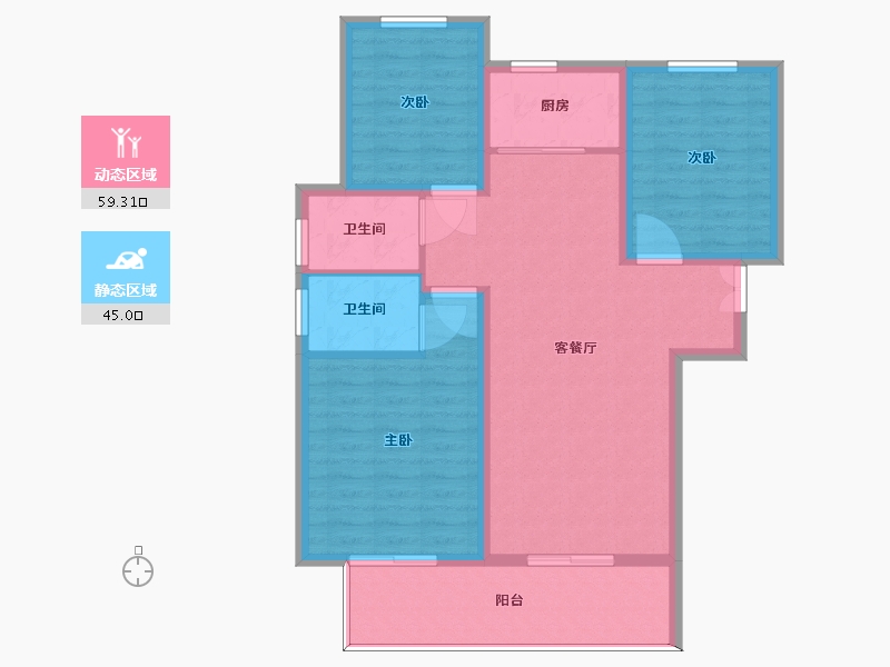 河南省-郑州市-永丰乐城公园里14号楼118m²-94.41-户型库-动静分区