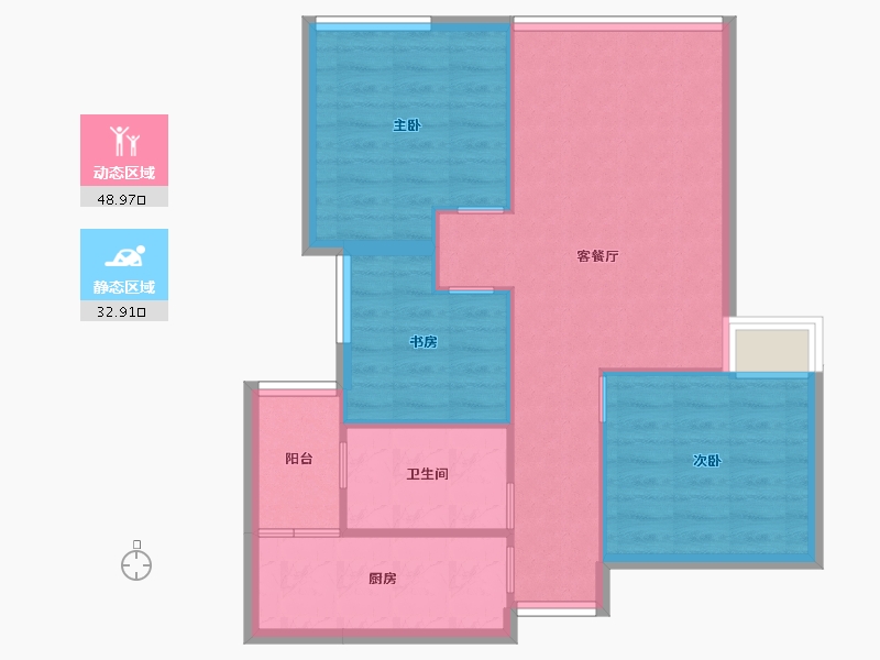 四川省-成都市-人居东湖长岛98m²-74.22-户型库-动静分区