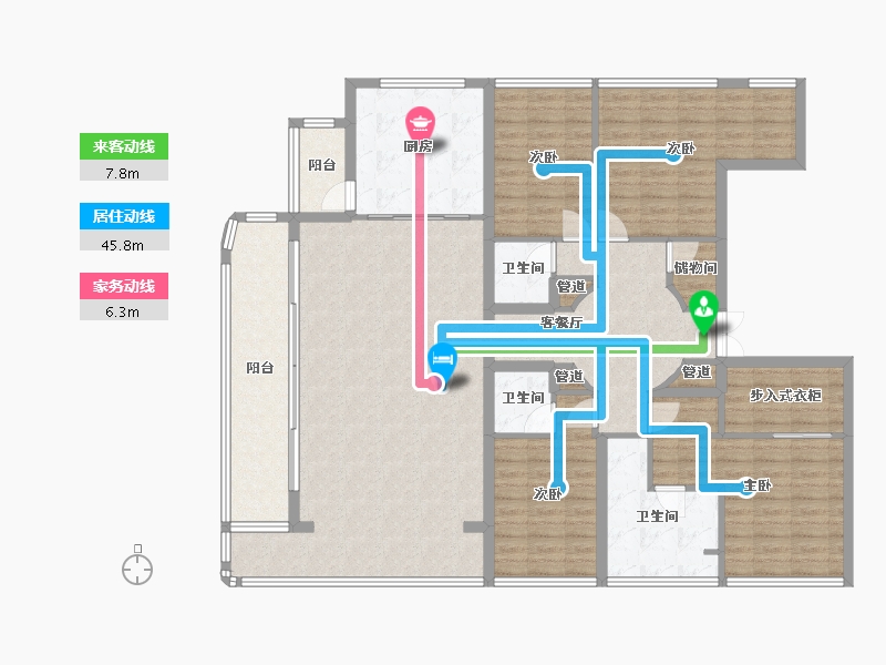 四川省-成都市-德商锦江天玺7号楼,8号楼202m²-161.60-户型库-动静线