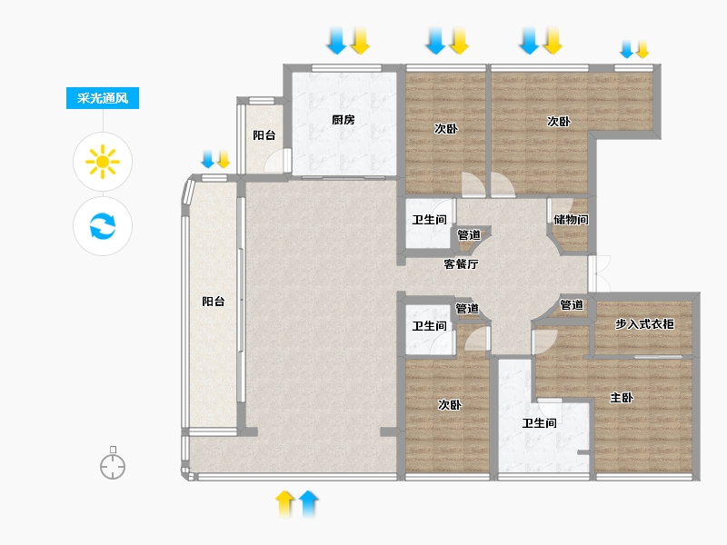 四川省-成都市-德商锦江天玺7号楼,8号楼202m²-161.60-户型库-采光通风