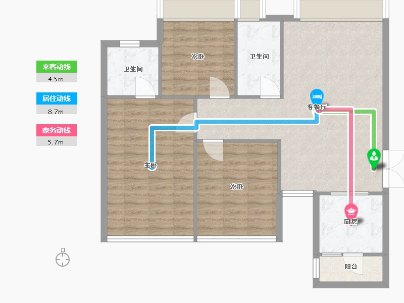 四川省-成都市-光华壹号110m²-88.64-户型库-动静线