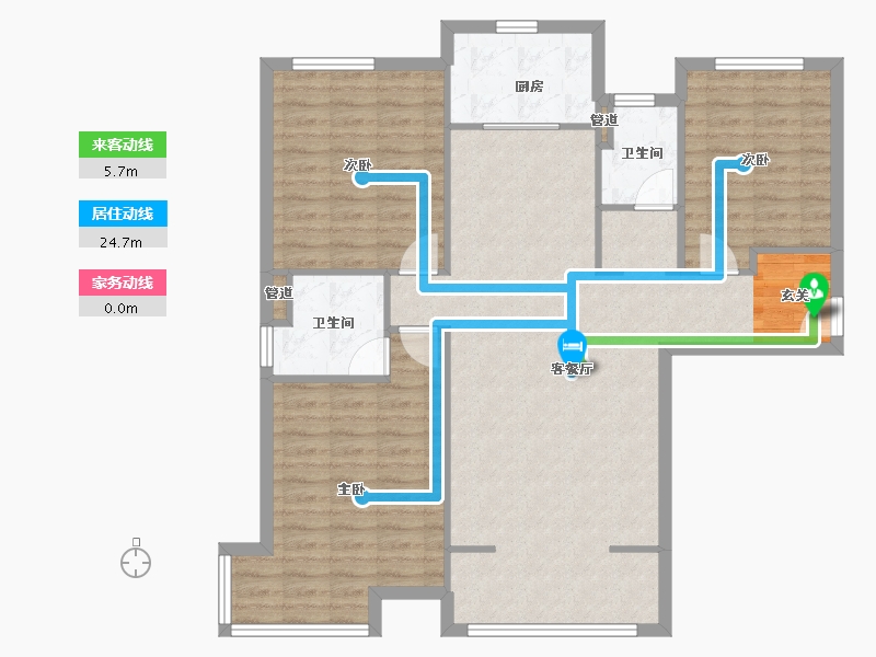 河南省-郑州市-富田九鼎世家18号楼131m²-104.80-户型库-动静线