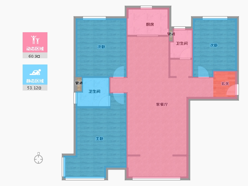 河南省-郑州市-富田九鼎世家18号楼131m²-104.80-户型库-动静分区