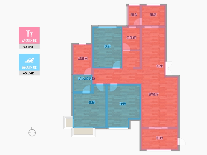 河南省-郑州市-鸿祥钰珑府20号楼144m²-115.21-户型库-动静分区