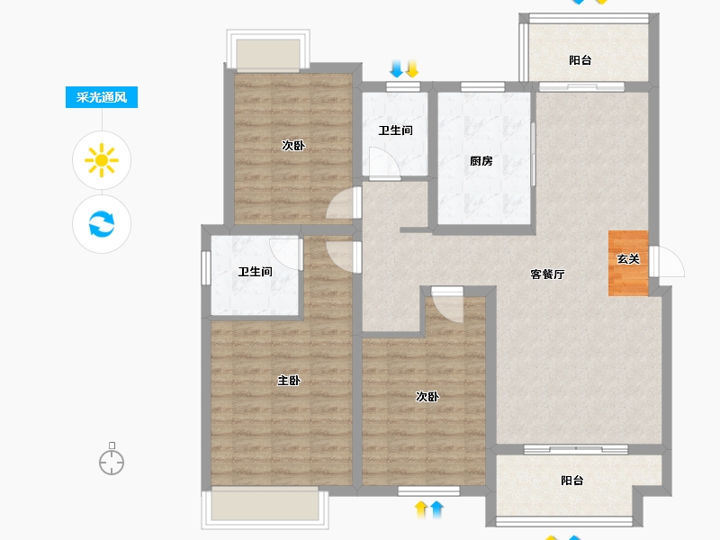 河南省-郑州市-鸿祥钰珑府23号楼,21号楼,18号楼136m²-108.81-户型库-采光通风