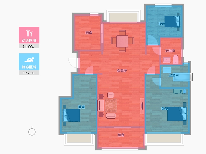 江苏省-南京市-远洋山水B-2，108m²-85.99-户型库-动静分区