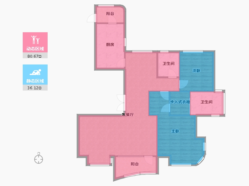 江苏省-南京市-蓝光睿创新筑1幢B131m²-106.08-户型库-动静分区