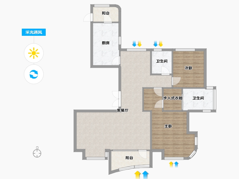 江苏省-南京市-蓝光睿创新筑1幢B131m²-106.08-户型库-采光通风