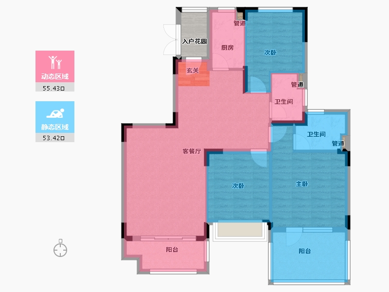 河南省-郑州市-恒大山水城113号楼,114号楼,115号楼127m²-101.59-户型库-动静分区