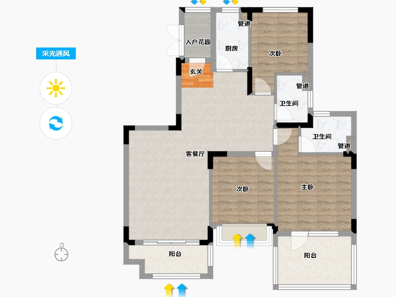 河南省-郑州市-恒大山水城113号楼,114号楼,115号楼127m²-101.59-户型库-采光通风