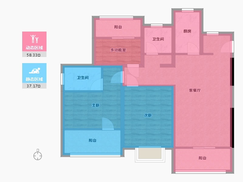 江苏省-南京市-熙悦8幢,9幢,11幢,1幢,5幢,10幢C户105m²-84.22-户型库-动静分区