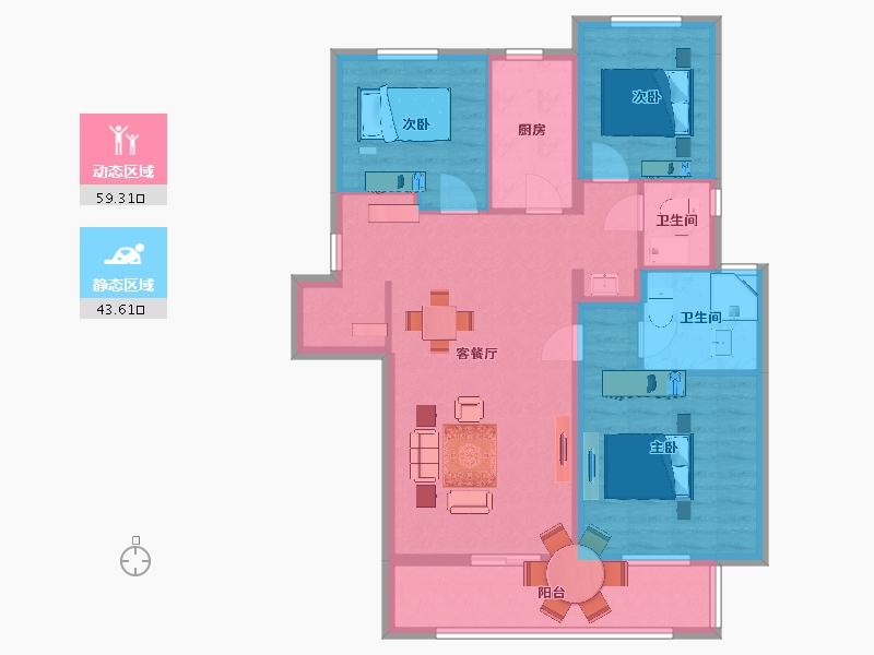 江苏省-南京市-璟悦名邸5幢,1幢,7幢C3户型115m²-92.00-户型库-动静分区