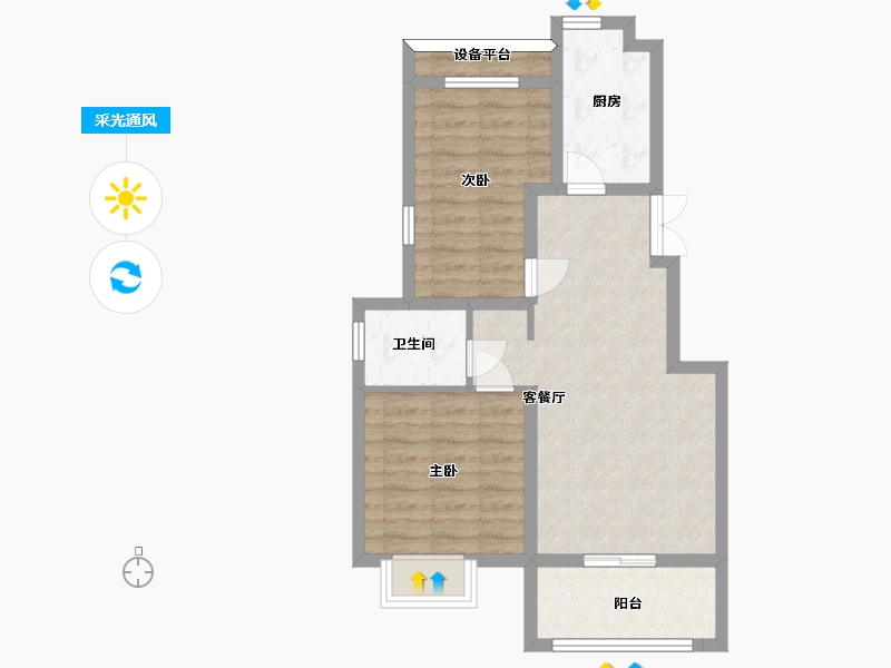 江苏省-南京市-蓝天慧融花园A1户型78m²-62.40-户型库-采光通风