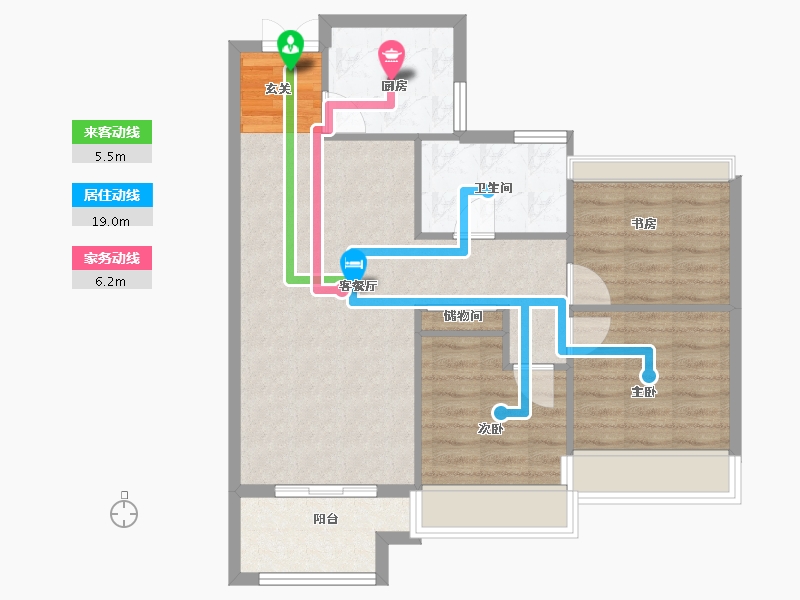 河南省-郑州市-华润紫云府云霓95m²-76.00-户型库-动静线