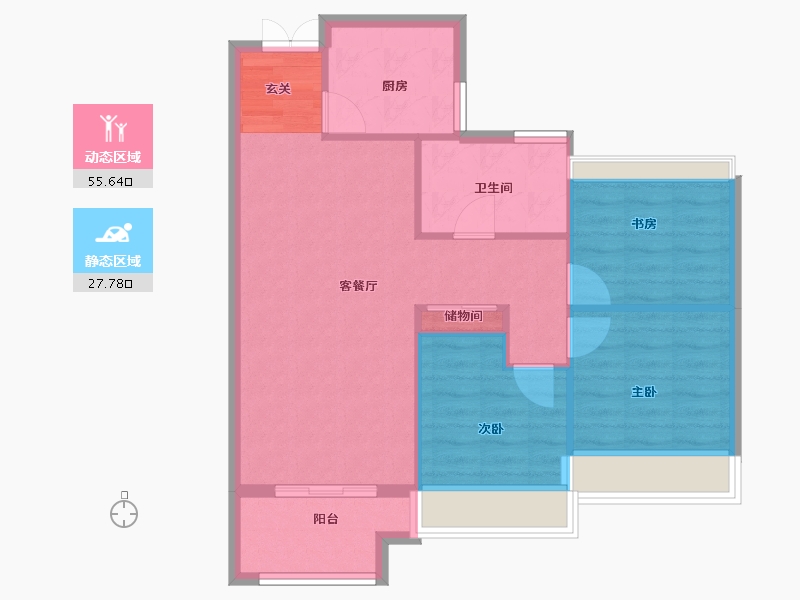 河南省-郑州市-华润紫云府云霓95m²-76.00-户型库-动静分区