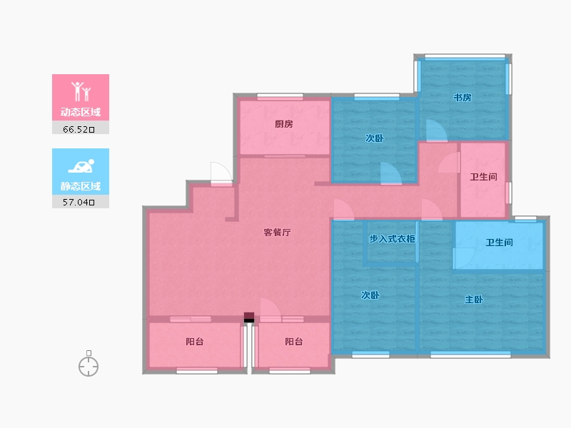 江苏省-南京市-五矿澜悦栖原8幢D户型140m²-111.96-户型库-动静分区