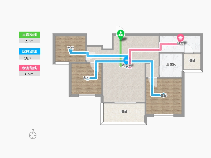 湖南省-长沙市-恒大揽湖苑21栋建面103㎡-68.86-户型库-动静线