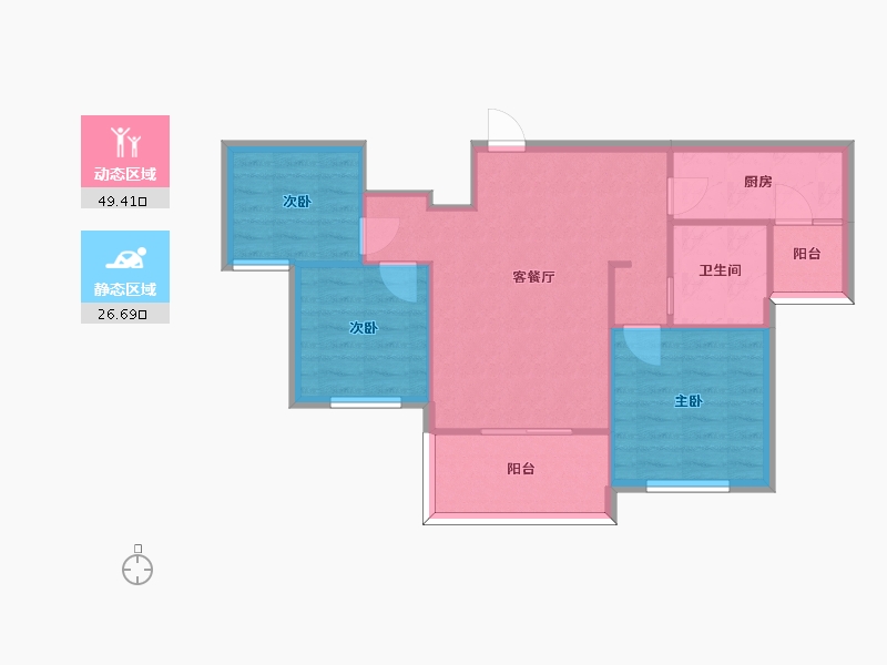 湖南省-长沙市-恒大揽湖苑21栋建面103㎡-68.86-户型库-动静分区