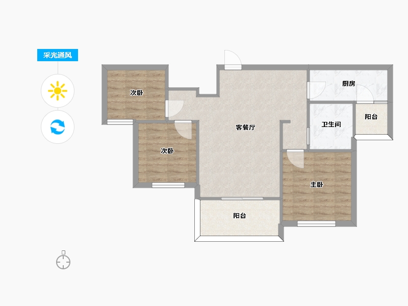 湖南省-长沙市-恒大揽湖苑21栋建面103㎡-68.86-户型库-采光通风