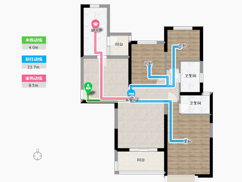 湖南省-长沙市-恒大揽湖苑22栋建面133㎡-94.58-户型库-动静线