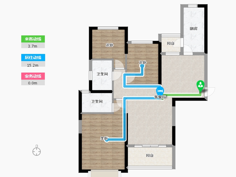 湖南省-长沙市-恒大揽湖苑22栋建面132㎡-94.74-户型库-动静线