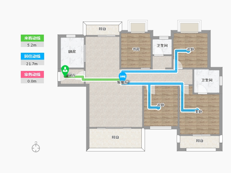 湖南省-长沙市-富兴悦府建面130㎡-102.37-户型库-动静线