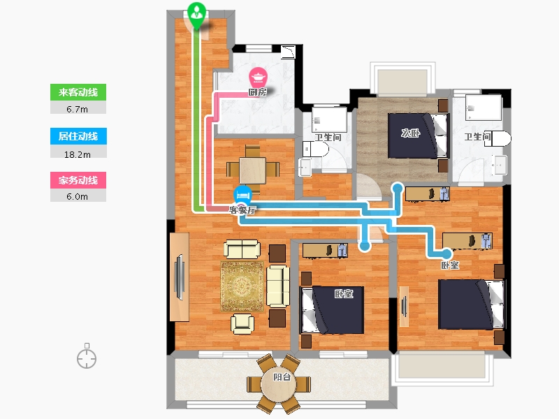 江苏省-南京市-水沐雍荣府13幢,14幢,12幢,11幢112m²-89.56-户型库-动静线