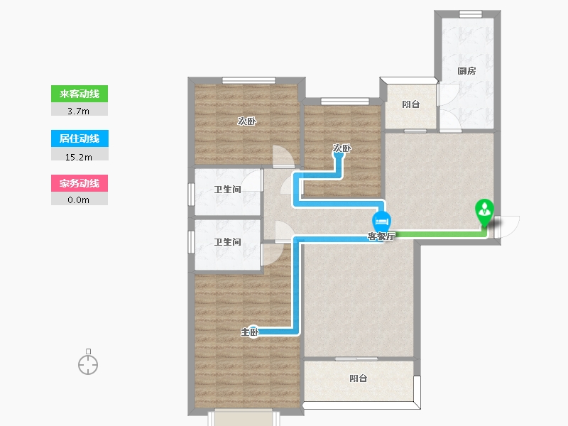 湖南省-长沙市-恒大揽湖苑22栋建面136㎡-101.53-户型库-动静线