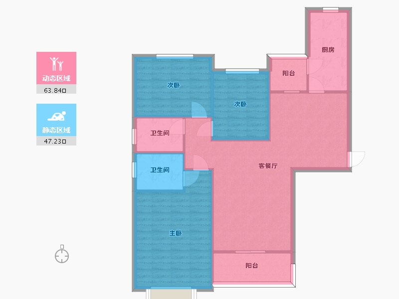 湖南省-长沙市-恒大揽湖苑22栋建面136㎡-101.53-户型库-动静分区