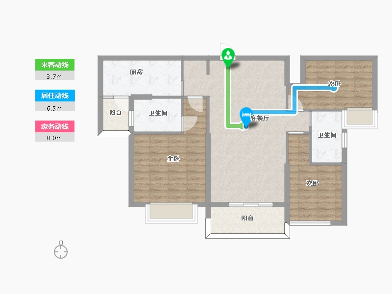 湖南省-长沙市-恒大揽湖苑21栋建面126㎡-89.73-户型库-动静线