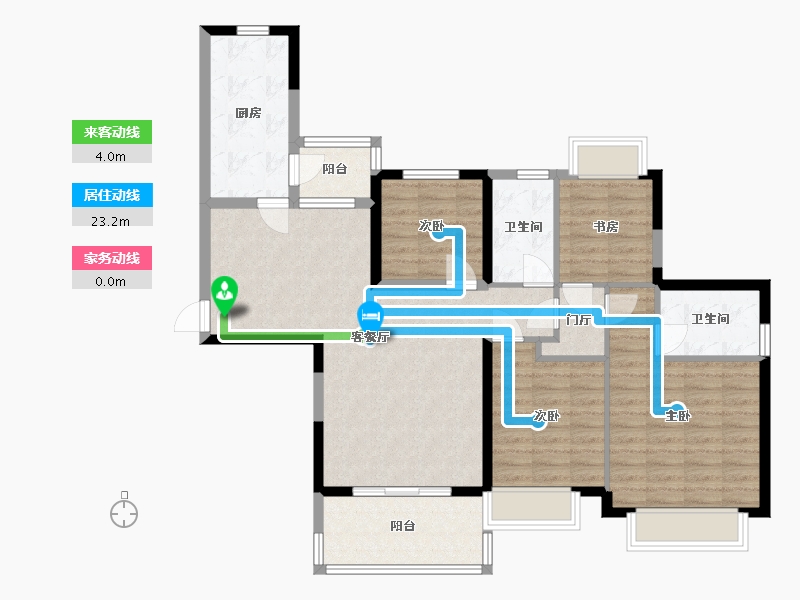 湖南省-长沙市-恒大揽湖苑22栋建面142㎡-102.35-户型库-动静线