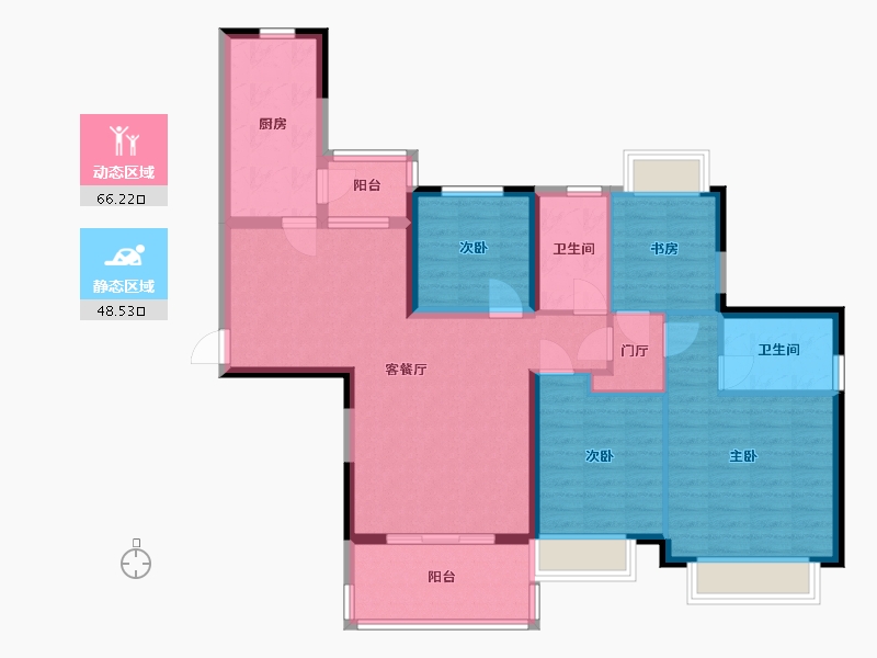 湖南省-长沙市-恒大揽湖苑22栋建面142㎡-102.35-户型库-动静分区