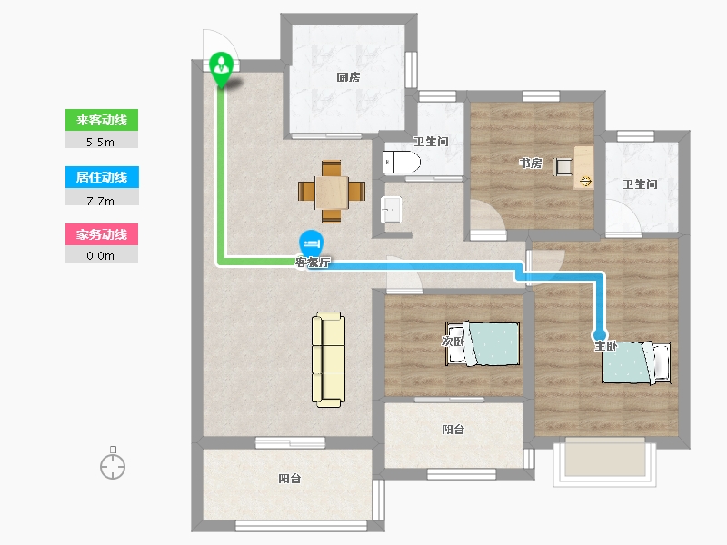 江苏省-南京市-燕熙台D103m²-82.37-户型库-动静线