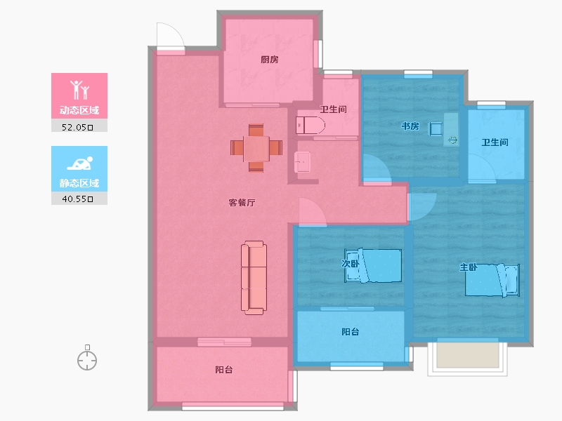 江苏省-南京市-燕熙台D103m²-82.37-户型库-动静分区