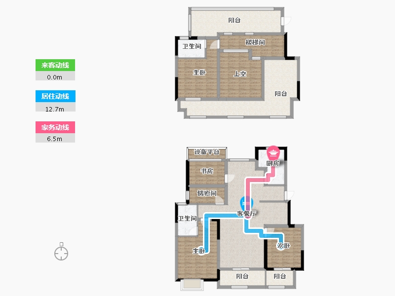 江苏省-南京市-荣盛隽峰雅苑A3户型156m²-184.04-户型库-动静线