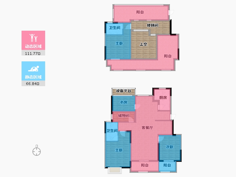 江苏省-南京市-荣盛隽峰雅苑A3户型156m²-184.04-户型库-动静分区