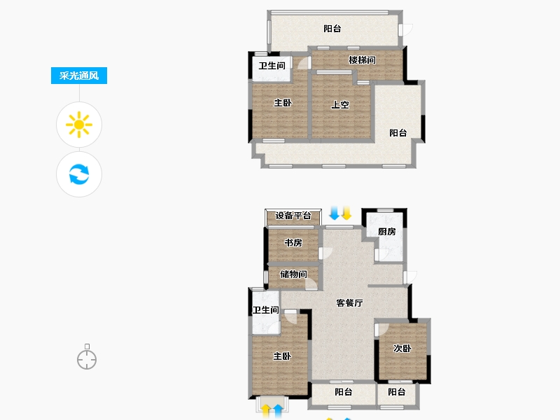 江苏省-南京市-荣盛隽峰雅苑A3户型156m²-184.04-户型库-采光通风