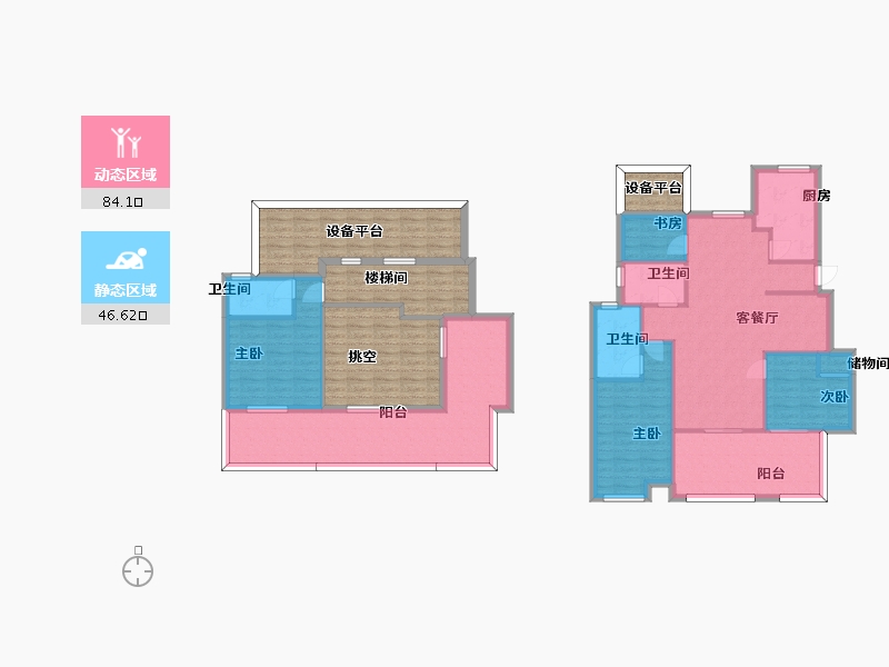 江苏省-南京市-荣盛隽峰雅苑B4户型156m²-156.00-户型库-动静分区