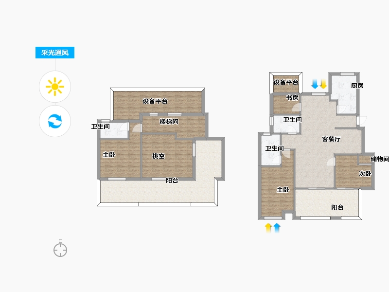 江苏省-南京市-荣盛隽峰雅苑B4户型156m²-156.00-户型库-采光通风