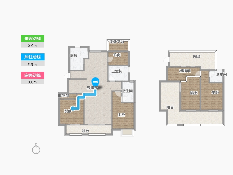 江苏省-南京市-荣盛隽峰雅苑A4户型156m²-156.01-户型库-动静线